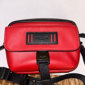 Coach Red and Black Leather Bag